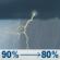 Wednesday: Showers and thunderstorms before 4pm, then showers and thunderstorms likely. Cloudy, with a high near 72. Northeast wind 2 to 7 mph. Chance of precipitation is 90%. Wednesday: Showers And Thunderstorms